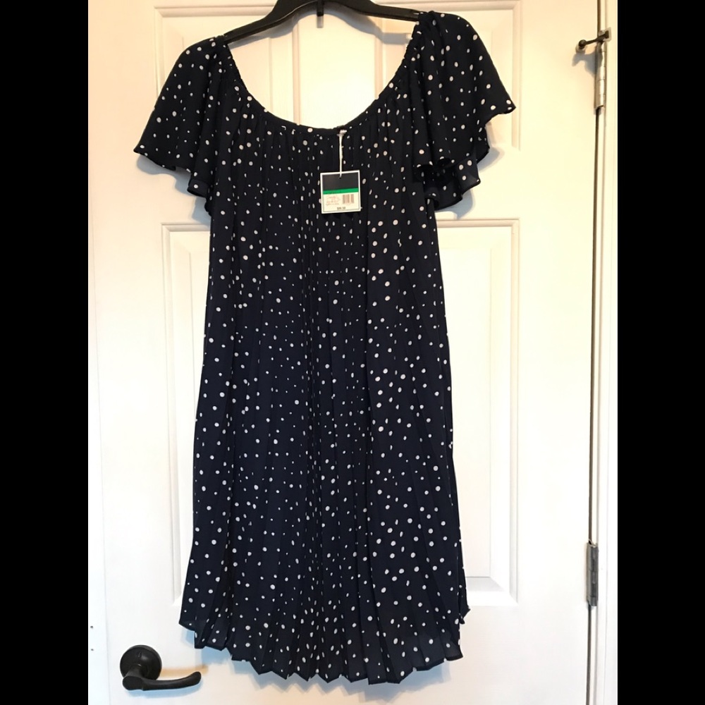 Katrina Blue NWT Navy/White Polka Dot Size L dress